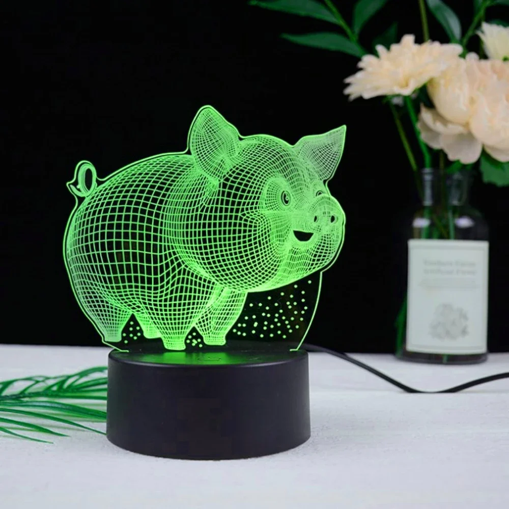 Nighdn Pig Night Light 3D Illusion Lamp 16 Color Changing with Remote Bedroom Decoration Birthday Gift for Kids Boys Girls