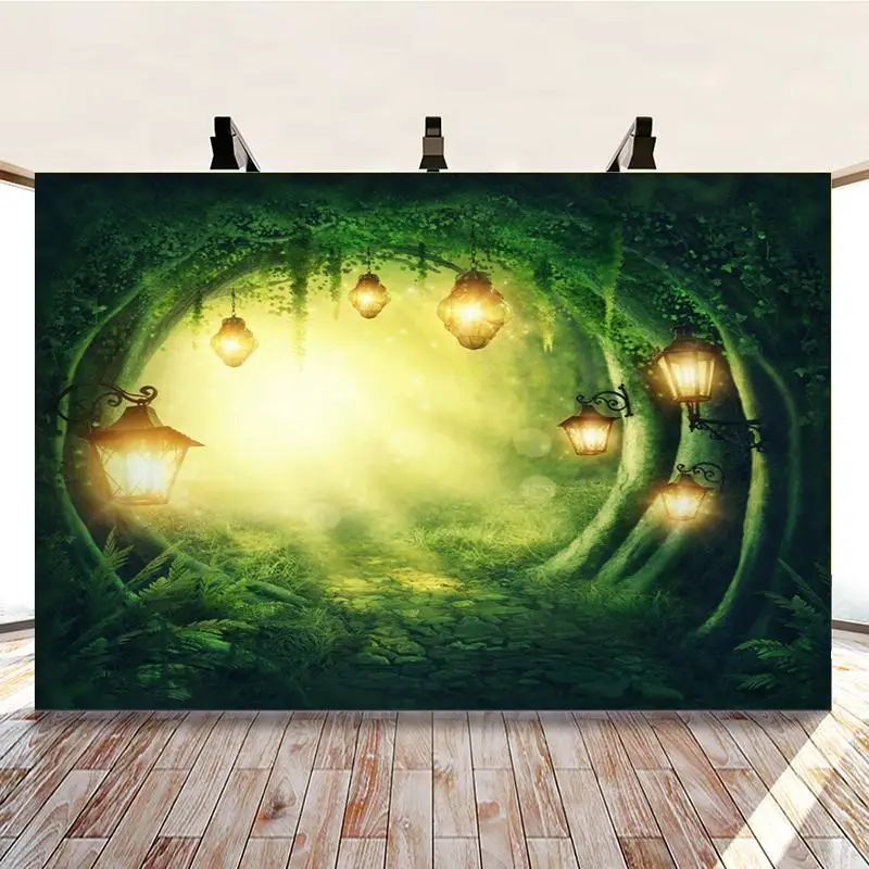 

Early Morning Sunshine Cave Wall Lamp Green Beautiful Scenery Background Photo Studio Photography Cloth Can Be Customized