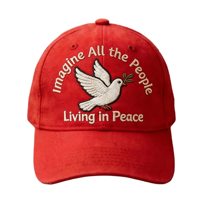 Unique Adjustable Baseball Hat With Artistic White Bird Design And Thoughtful Quote