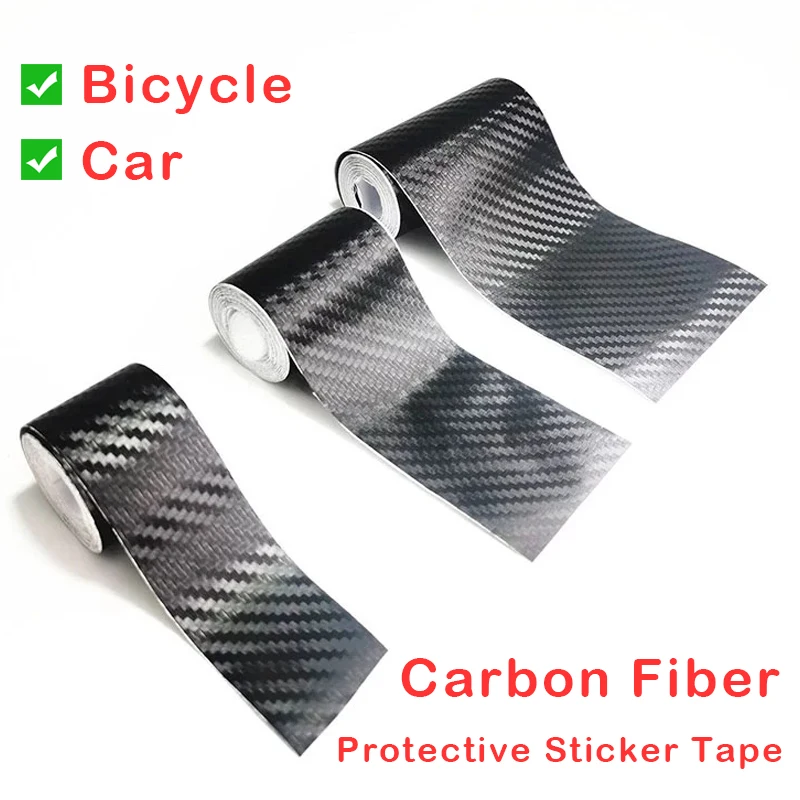 3D Carbon Fiber Bicycle Car Stickers MTB Road Bike Frame Protection Sticker Tapes Auto Door Sill Side Mirror Anti Scratch Tape