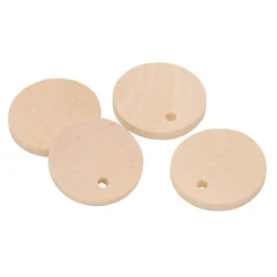 50 Pieces Round Shaped Wooden Discs Wood Tags with Hole Reminder Record Calendar Wood Chips for Birthday Board DIY Crafts