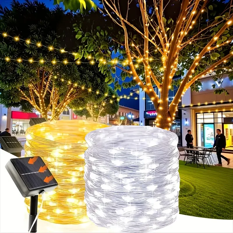 Outdoor Solar String Lights Super Bright Solar Powered Waterproof Fairy Light 8 Mode Christmas Lights for Xmas Patio Tree Garden