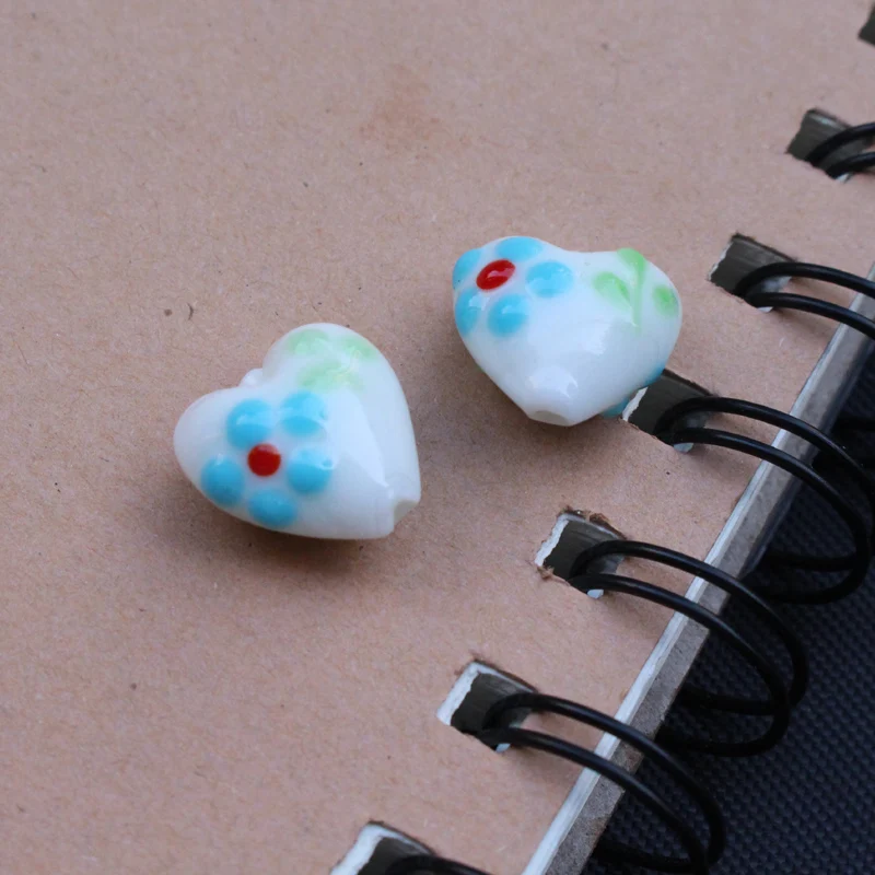 10pcs 15mm Handmade LampworkGlass  beads Heart Shape Outer flowers for jewelry Bracelet Necklace Earring making DIY Accessoires