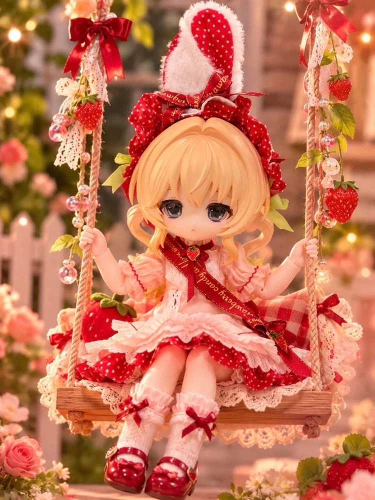 

New Come 1 Fourth Bjd Clothes For Bonnie Bunny Peach Bunny White Lace Floral Lolita Dress Outfit Set Only Clothes No Doll Lift