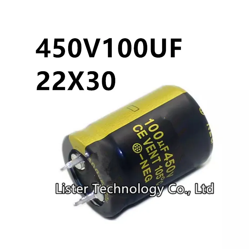 450V100UF uF 2ชิ้น/ล็อต450V 100uF 100UF450V โวลุ่มกำลังเสียง22X30มม. อินเวอร์เตอร์อลูมิเนียมตัวเก็บประจุด้วยไฟฟ้า