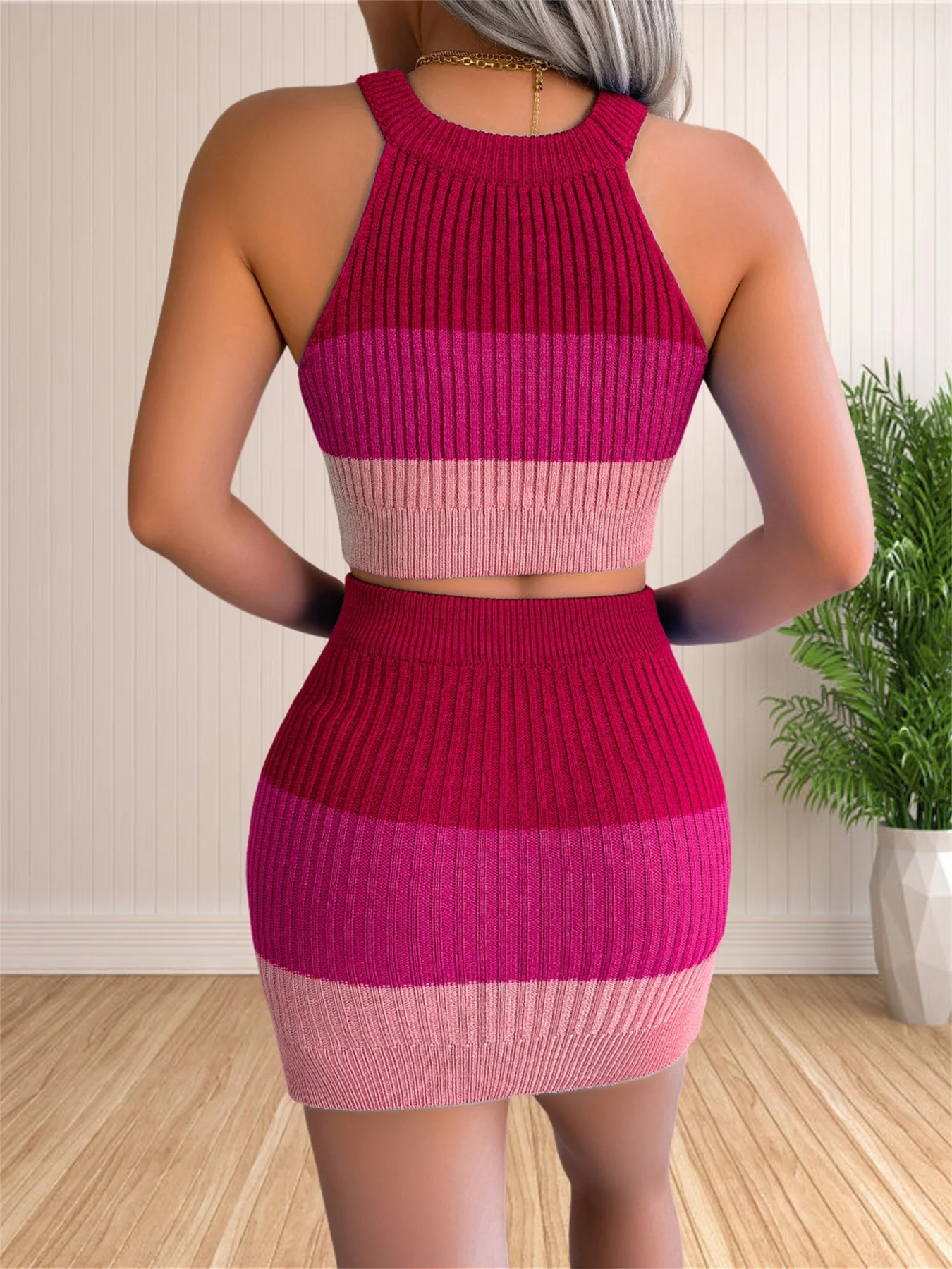 Sweater Dress for Women Summer Heart Knit Crewneck Sleeveless Sweaters 2 Piece Outfits