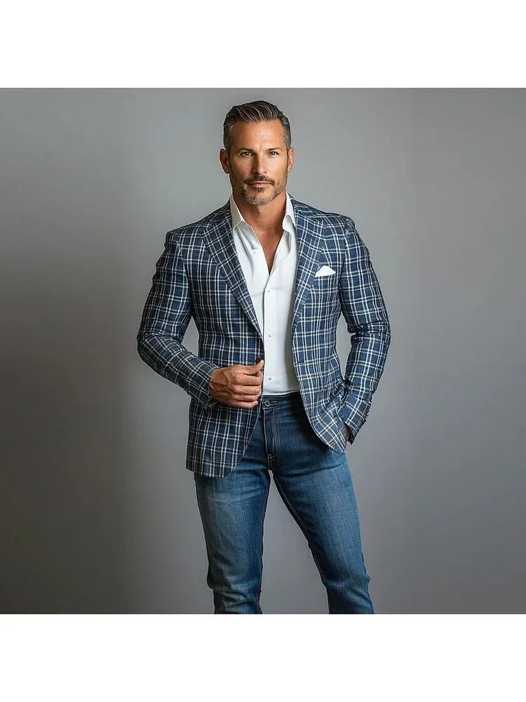 Men's Suit Jacket Casual Lapel Long Sleeve Blazer Trendy Formal Business Outwear Smart Wedding Party Office Fashion Blazer