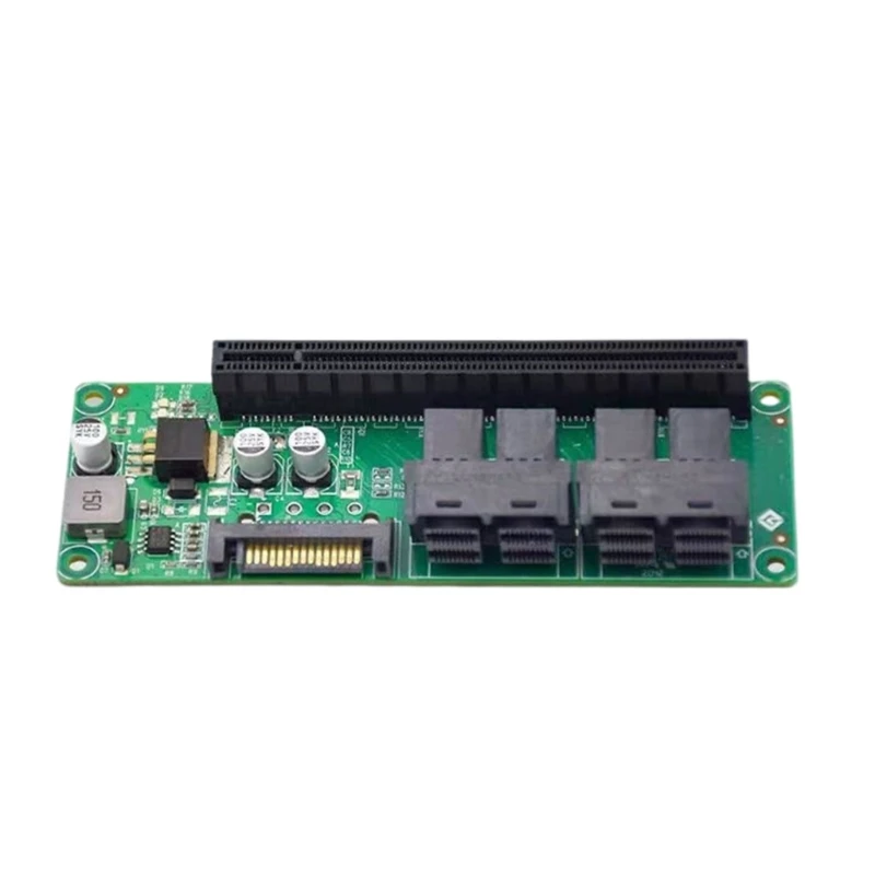 

4 Port PCIe x16 Slot Adapters Converters Board SFF-8643 to PCIe x16 Slot Expansion Card Power Connectors for Server QXNF