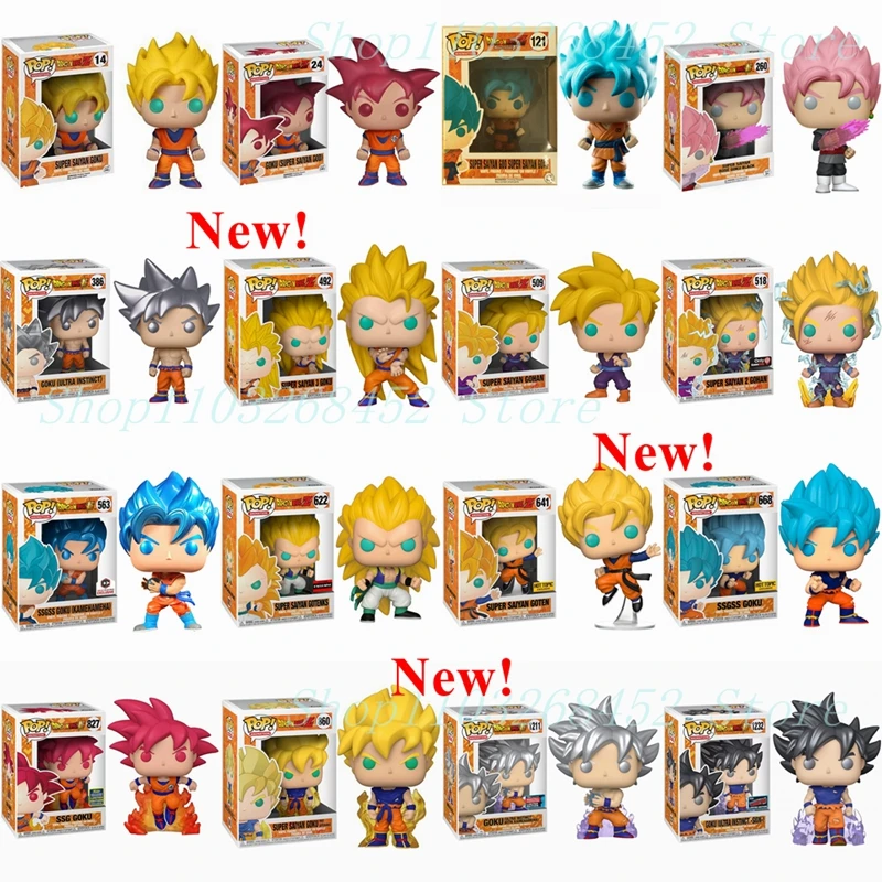 Funko POP Dragon-ball Goku 14 24 121 260 386 492 Goku 563 668 827 860 1211 1232 Gohan 509 518 Gotenks 622 641 Action Figure Toys