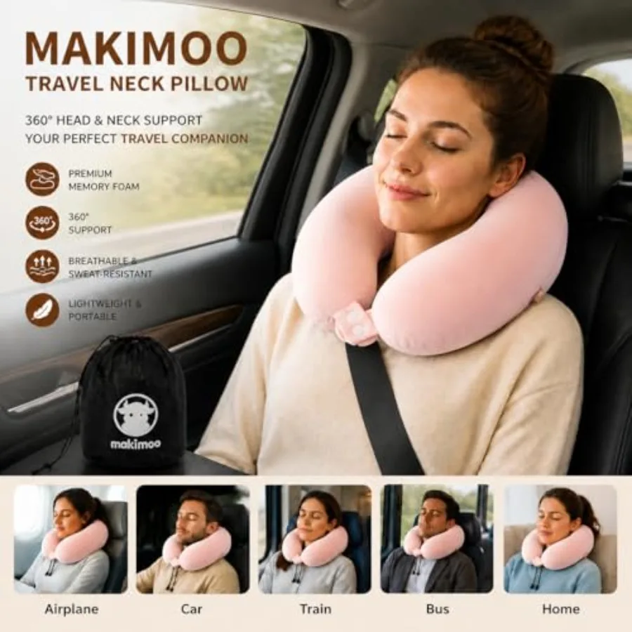 Travel Neck Pillow, Top Memory Foam Pillow for Head Support, Ideal for Airplanes, Cars, and Home Recliners, Adjustable and Soft - view 3