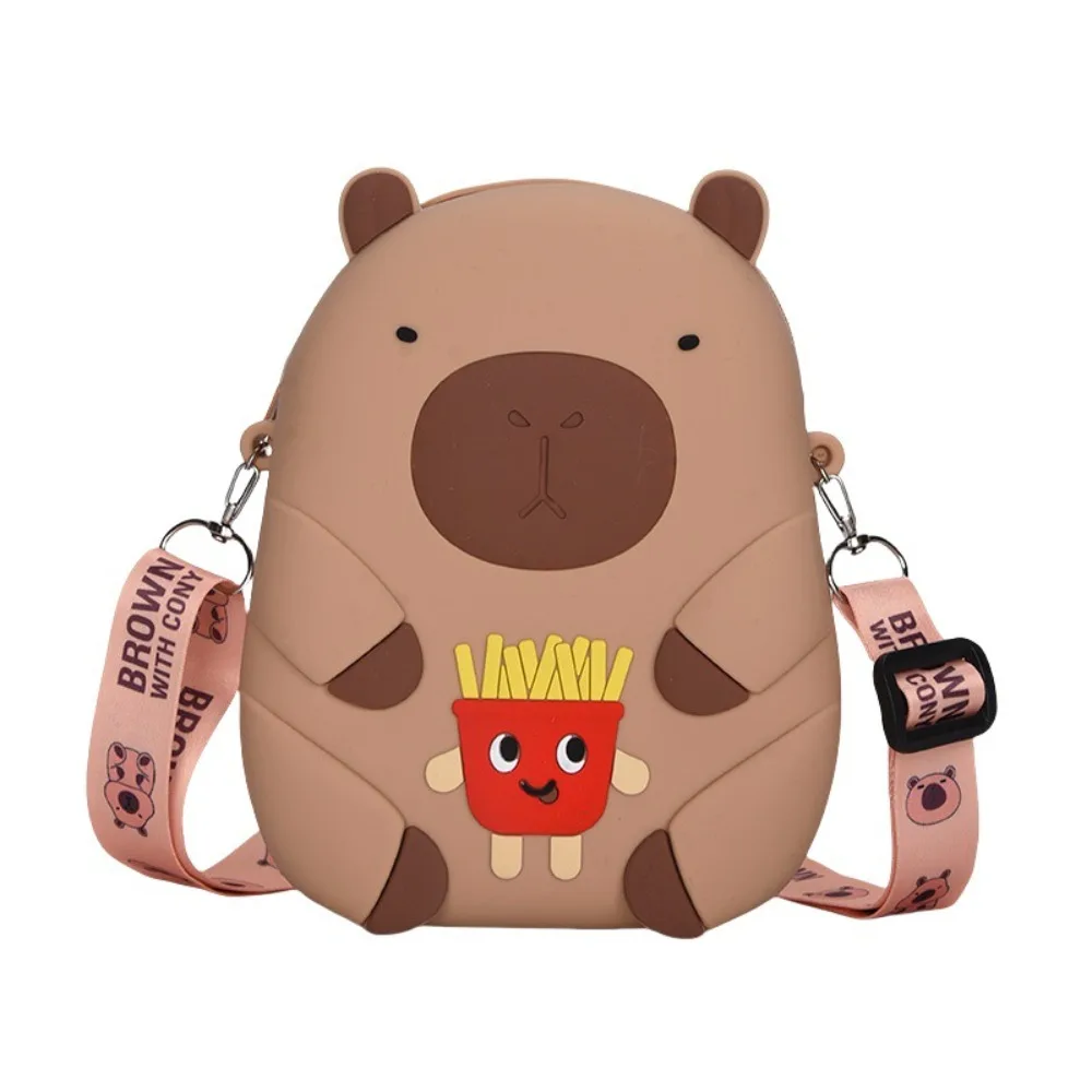 محفظة نقود كابيبارا كارتونية بسيطة محمولة صغيرة من السيليكون حقيبة كتف محفظة صغيرة لطيفة للأطفال #1