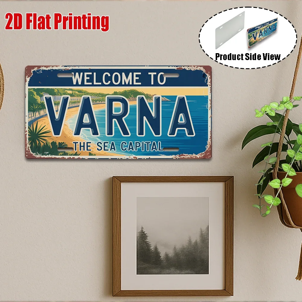 2D Flat,1pc Vintage Metal Sign,Varna Aluminum Sign, Seaside City Vintage Travel Decor,Seaside Wall Decor,Coastal Style,Home Gift