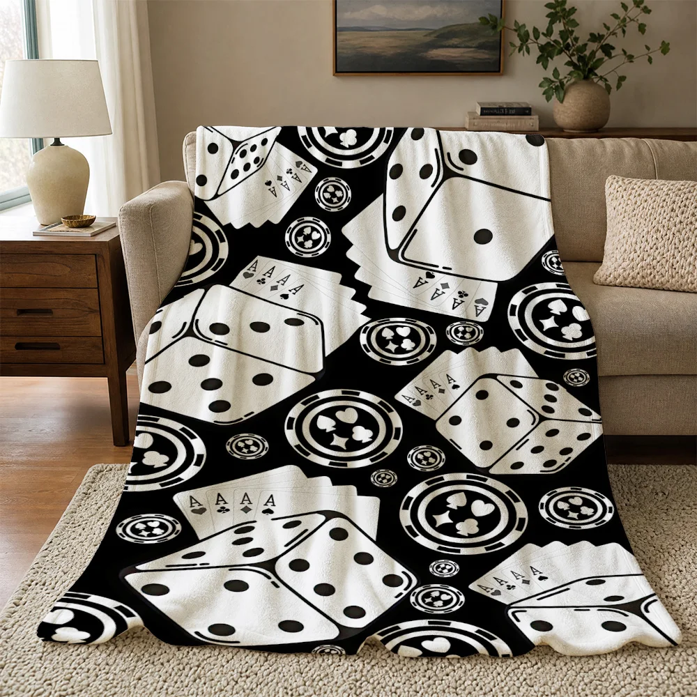 Giant Playing Card Pattern Throw Blanket for Couch Sofa Living Room Decor Novelty Gift
