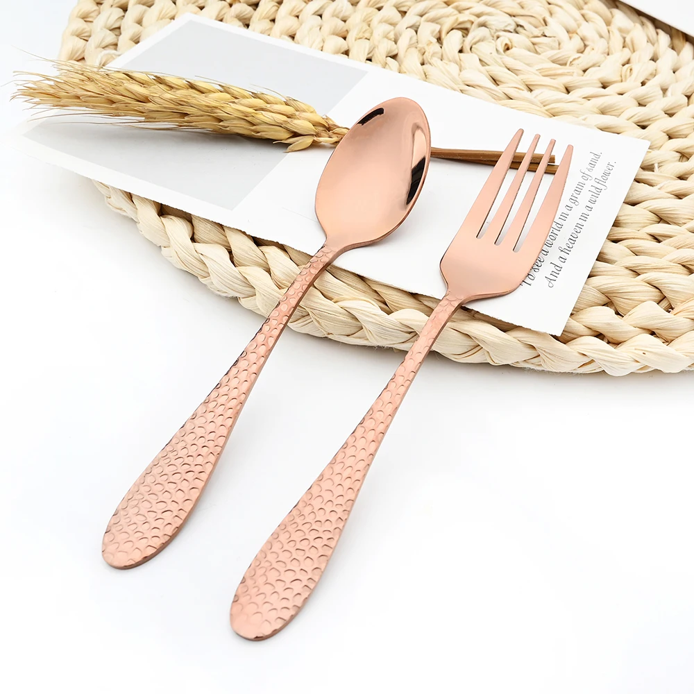 Vintage Rose Gold Flatware 5/20/30Pcs Dinnerware Set Stainless Steel Cutlery Set Knife Fork Spoons Kitchen Party Tableware Set