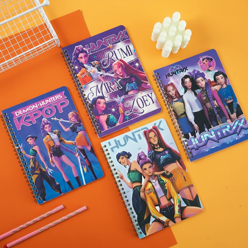 สมุดโน้ตแบบม้วน 4 เล่ม 38 แผ่นต่อเล่ม สมุดบันทึก ไดอารี่ สมุดจด นักเรียน อุปกรณ์การเรียน ของขวัญสำหรับแฟนๆ