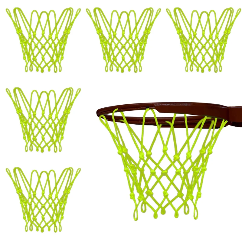 6 Pcs Nightlight Basketball Hoop Net Sun Powered Luminous Sports Basketball Net Outdoor For Kids 12 Inch In Diameter