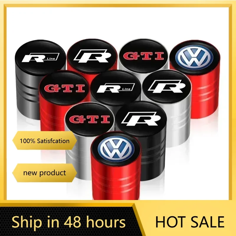 4Pcs Metal Car Wheel Valve Caps For VW GTI Rline Passat Beetle Scirocco Bora Golf MK4 MK6 MK5 MK7 GTI Touareg Polo Tiguan Jetta