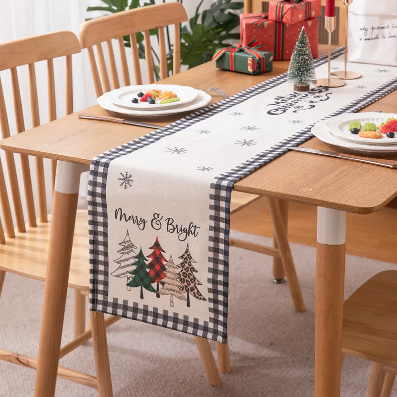 30x183cm Simple Christmas Table Runner Polyester Digital Printed Christmas Tree Table Runner Decoration Placemat Table Cloth