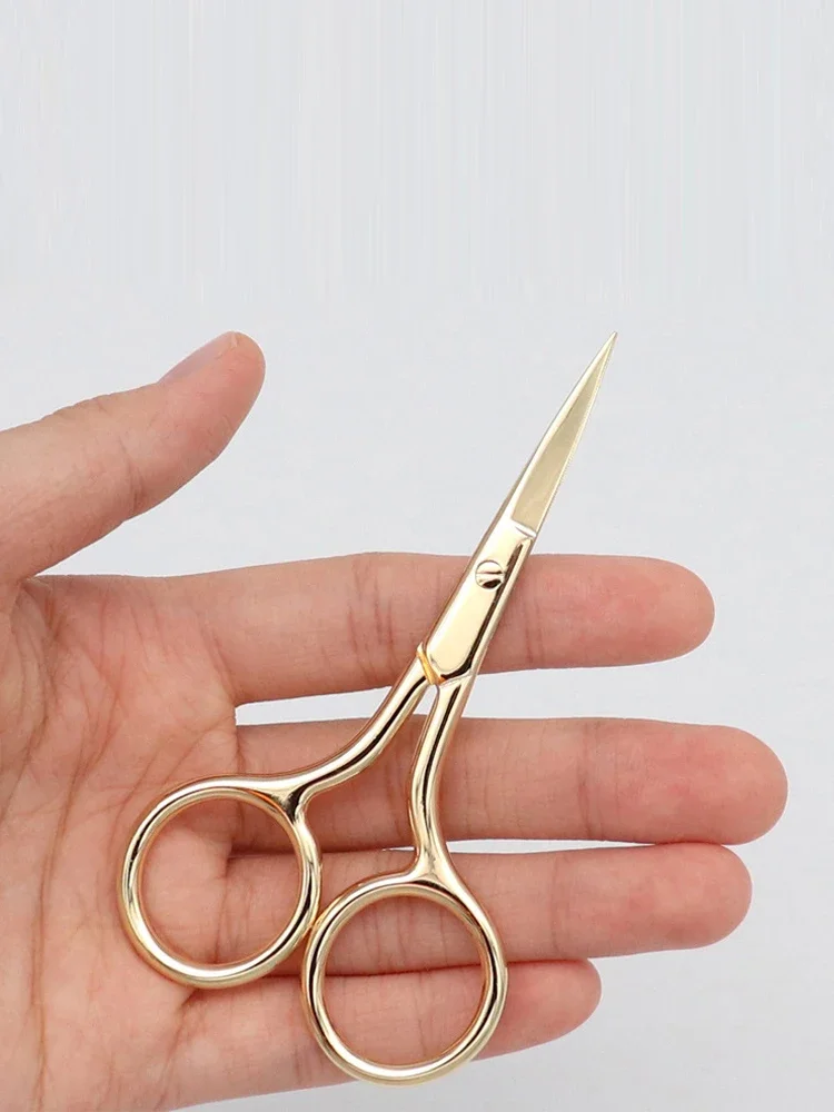 1pc tesoura de maquiagem estilo europeu 9cm compacto aço inoxidável pequeno profissional sobrancelha