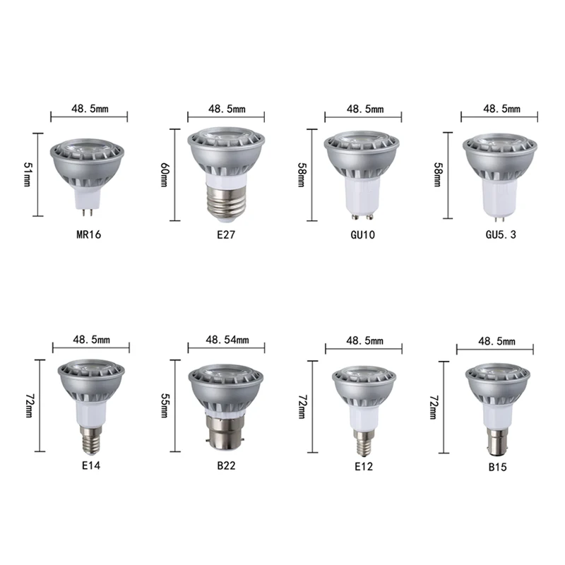 5W LED COB Spotlight Dimmable GU10 MR16 E27 E14 E12 110V 220V 12V 24V 36 Degree Beam Angle Red Blue Green Purple Yellow Lamps