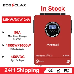 In Stock ECGSOLAX 3KW 1.8KW Hybrid Solar Inverter 12V 24V 230V With MPPT 80A Charge Controller Solar Hybrid Inverter Max PV 450V