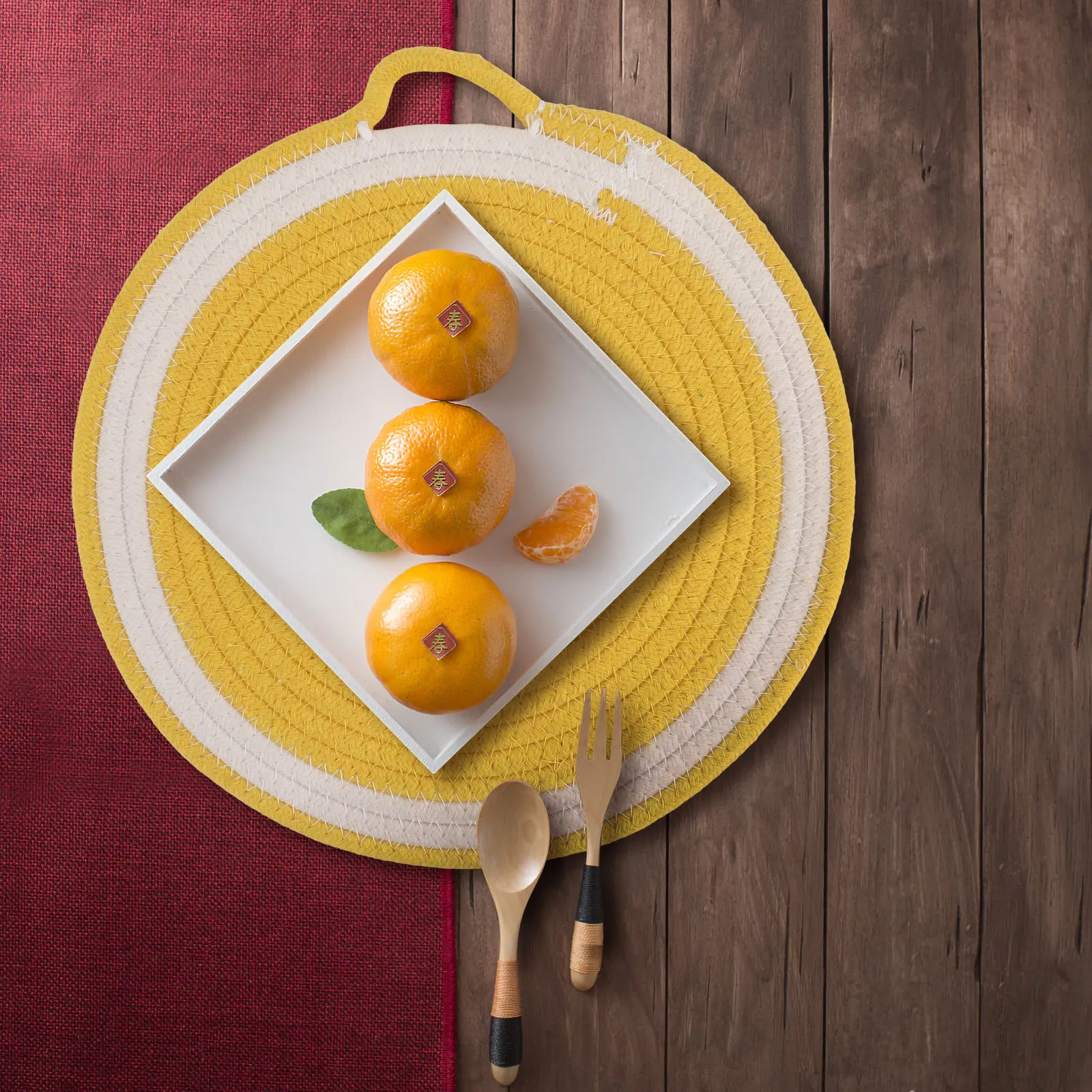 

1Pcs Fruit Shape Cotton Placemat Woven Dining Table Mat Heat Proof Protective Pad Decorative Household Tableware Mat Accessories