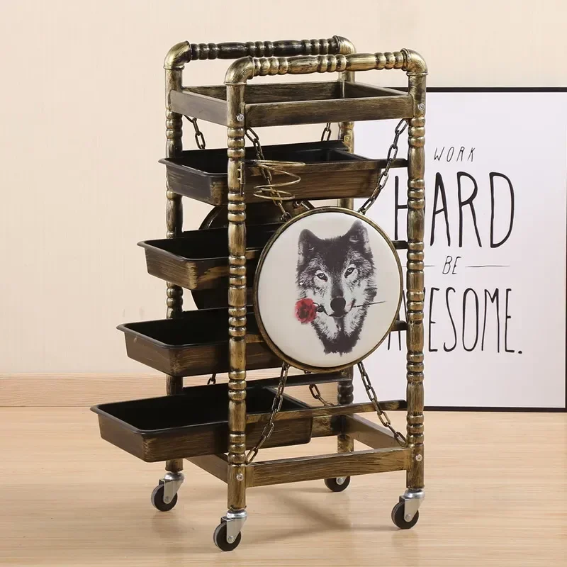 

# Hot Hairdressing Special Tools Car Barber Shop Hair Salon Hot Dyeing Trolley Retro Multi-function Beauty Bar Car Salon Trolley