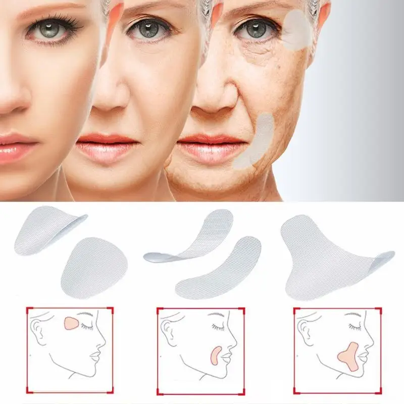 12-27pcs Thin Face Stickers Facial Line Wrinkle Sagging Skin Lift Up Tape Frown Smile Lines Forehead Anti-Wrinkle Patches