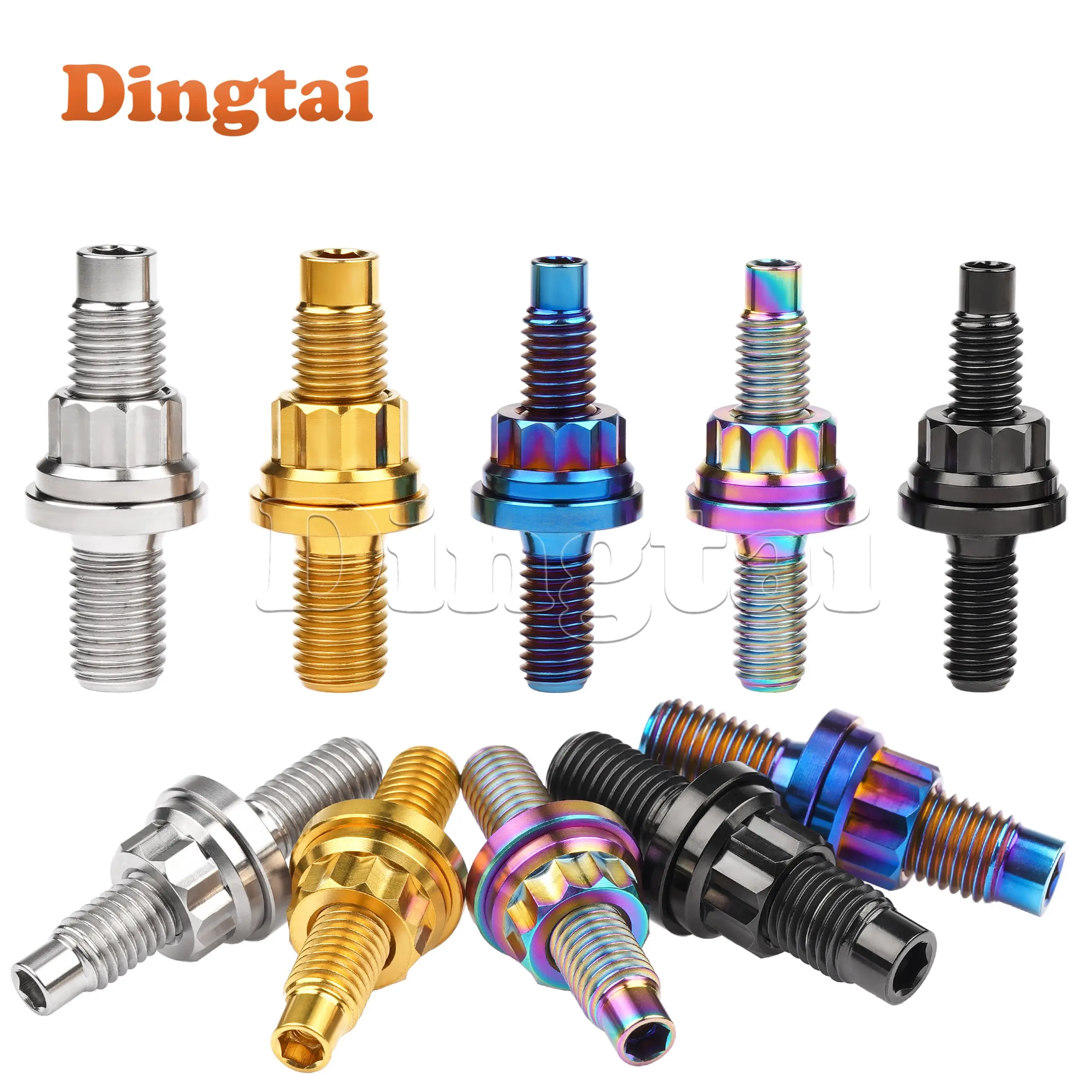 Dingtai parafuso de titânio 2/6/10 peças m8x45/55/65 m10x45/55mm liga coletor de escape automotivo parafusos porcas arruelas kit conjunto