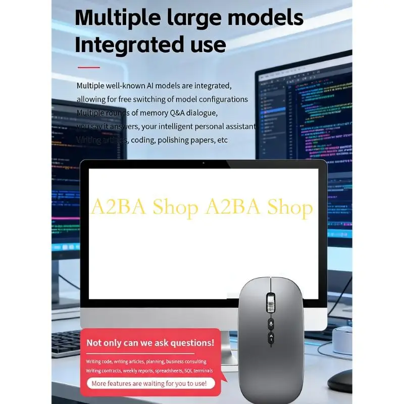 

A2BA Беспроводная мышь с распознаванием голоса с искусственным интеллектом, тройной режим, Bluetooth-совместимая, 2,4 ГГц USB