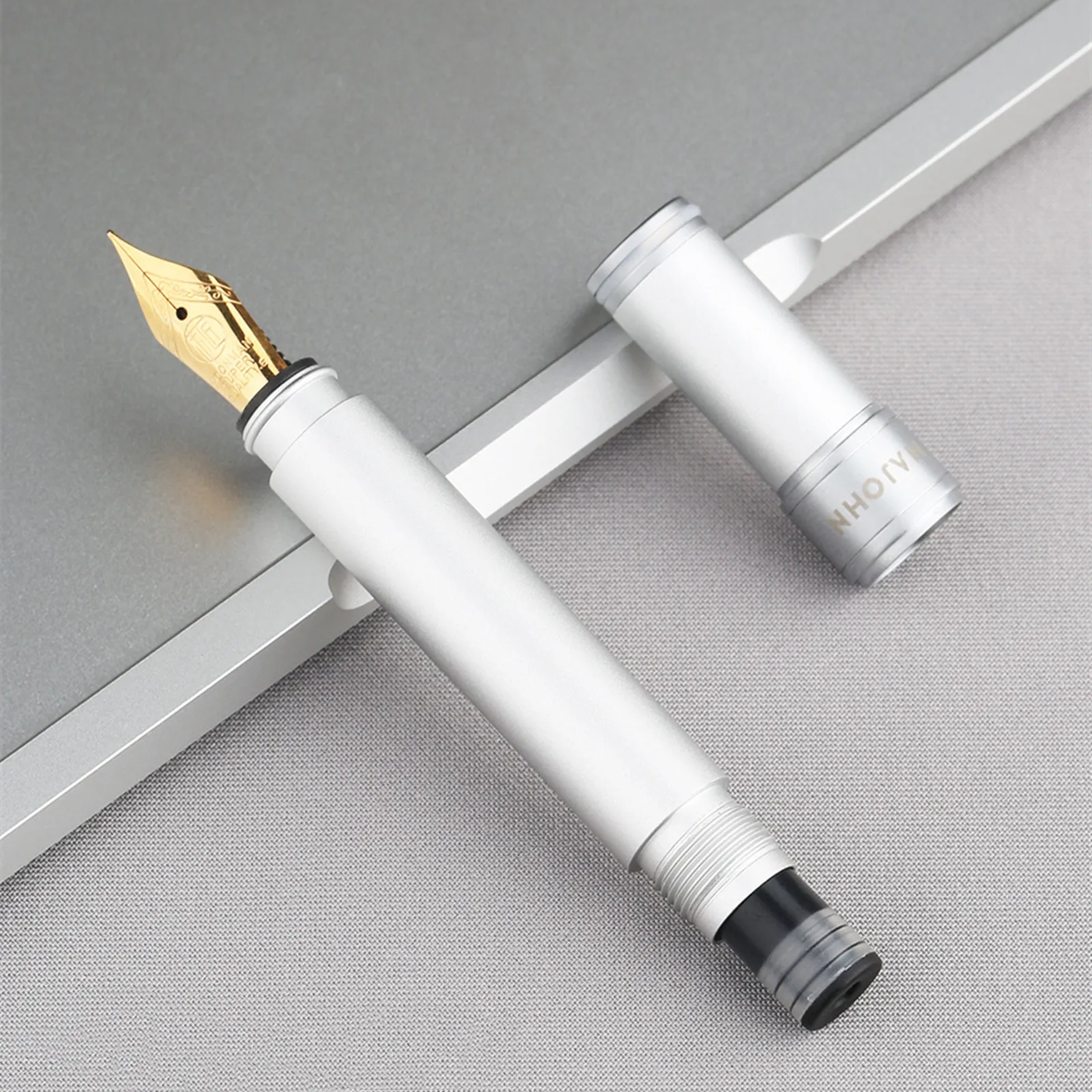 Majohn N1 Mini Silver Fountain Pen Aluminum Alloy Steel Extra Fine/ Fine 0.38/0.5mm Pocket Short Ink Pem for Office Business