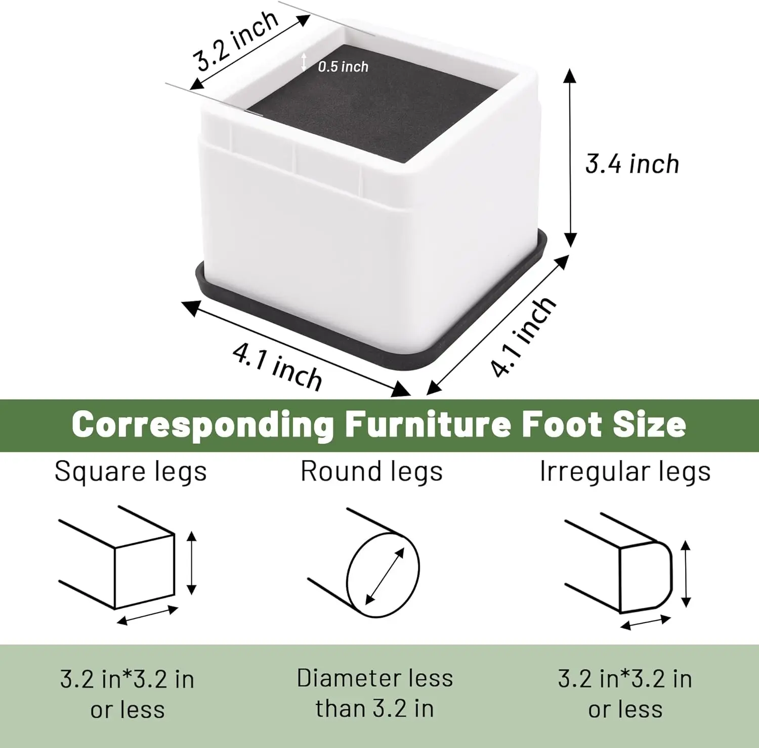 Heavy Duty móveis empilháveis Risers, cama Risers para sofás mesa sofá e cadeira, branco, 3 in ou 6 in, 8 Pack