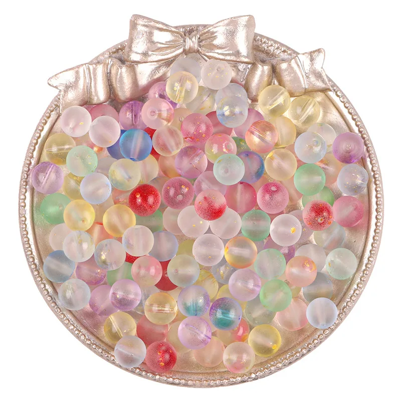 50 sztuk 8MM lato Fantasy galaretki brokat szkło okrągły luźne koraliki do tworzenia biżuterii bransoletki robione ręcznie naszyjniki wisiorek materiał — zdjęcie 2