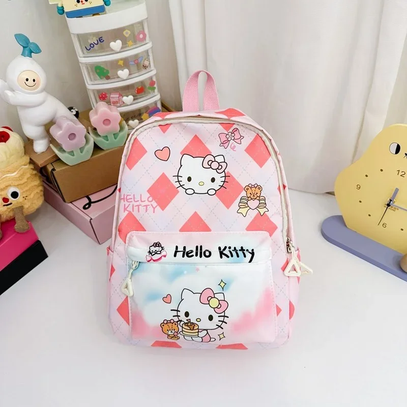 Sanrio hello kitty bonito doce mochila infantil kulomi impressão dos desenhos animados luz moda grande capacidade mochila