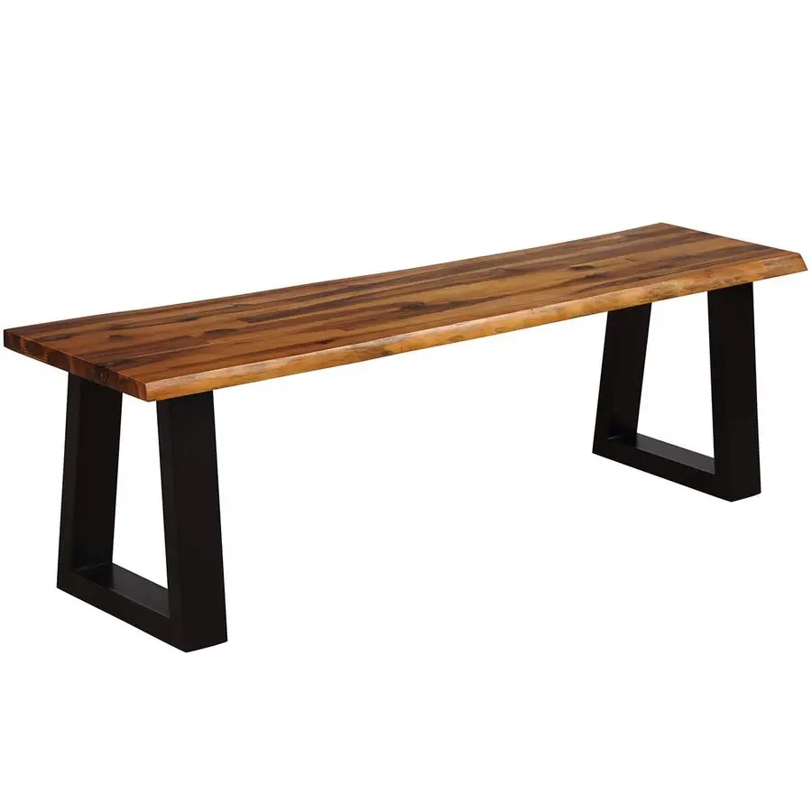 Wooden Dining Bench Seating Chair Rustic Indoor ampOutdoor Furniture Rustic BrownampBlack