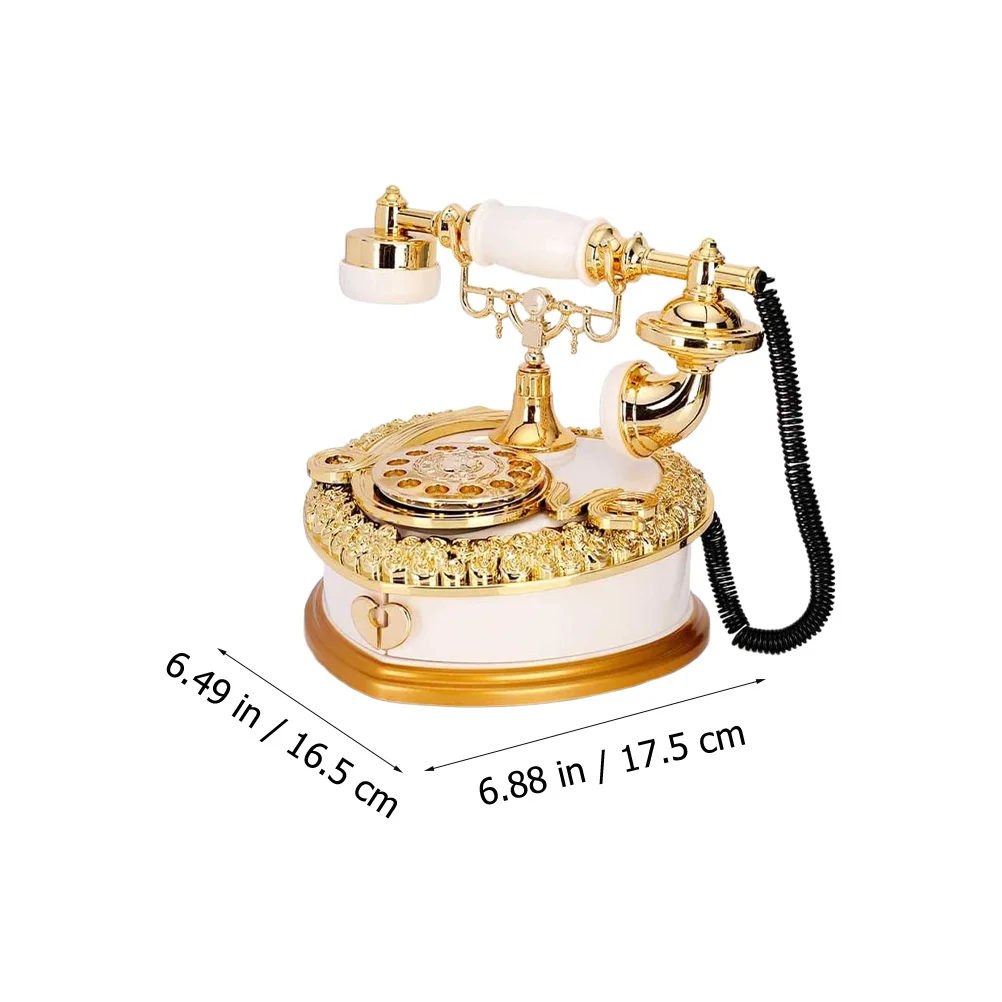 

1Pcs Vintage Telephone Musical Box Decorative Storage Box Desktop Accessory Retro Style Home Office Decor Gift