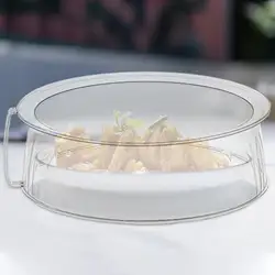 Microwave Food Cover Serving Plate Cover Microwave Splatter Cover Transparent Smooth Surface with Handle 10