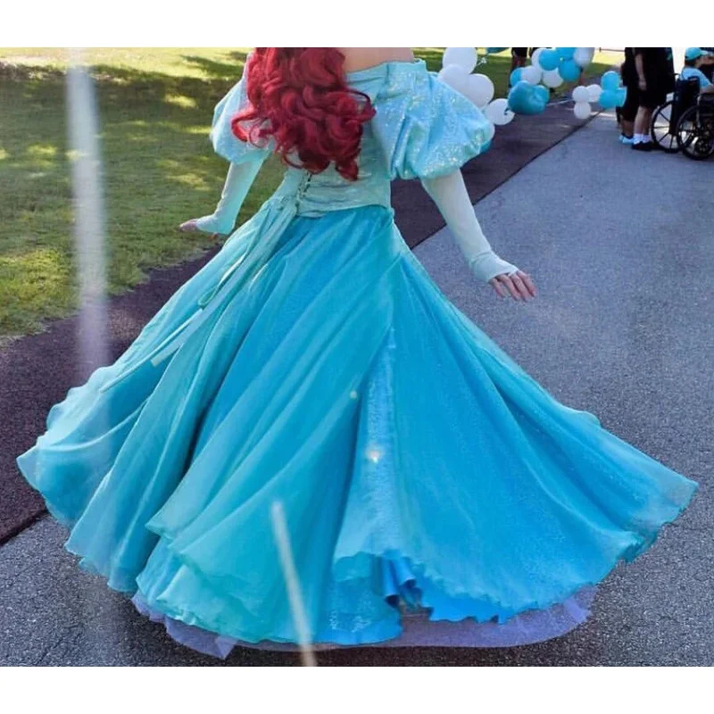 Custom-Made Ariel Princess Green Cosplay Costume Dress For Halloween Party Costumes