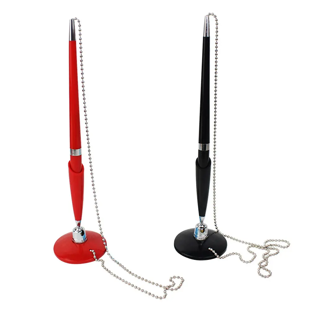 2Pcs Ballpoint Pen Desktop Counter Service Adhesive Base Rotating Design Ergonomic Office Teaching Signature Smooth Ballpoint