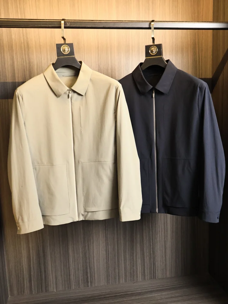 

Anti-Wrinkle Iron-Free Texture Men's Spring Business Jacket Breathable Moisture-Wicking Flip-Collar Lightweight Versatile Fas...