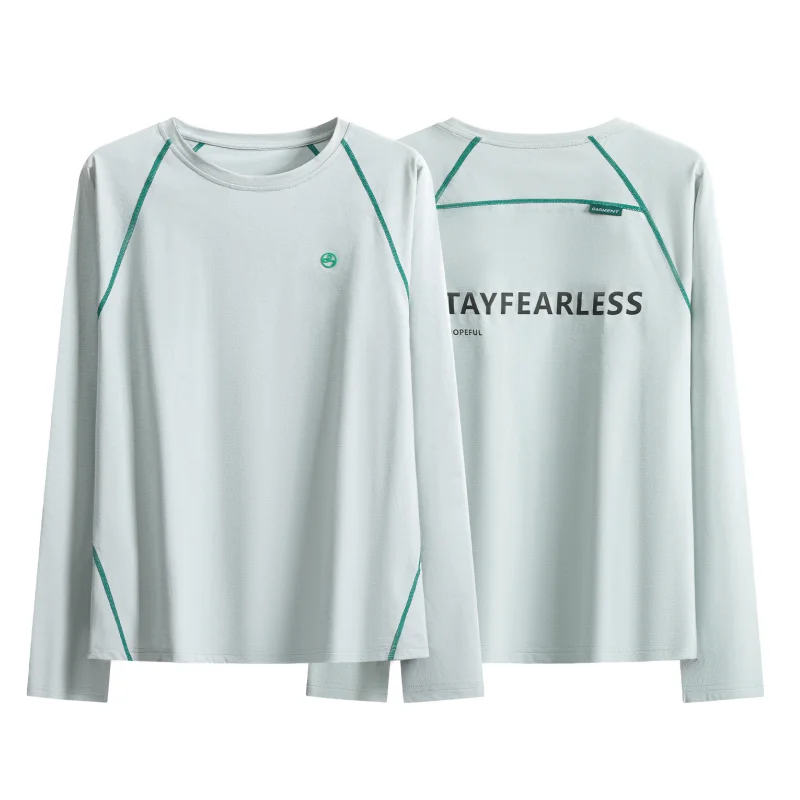 DRUR Loose Sport Shirt With Color Block Crew Neck Long Sleeve Sweatshirt Casual Pullover Top For Running Fitness and Gym Clothes
