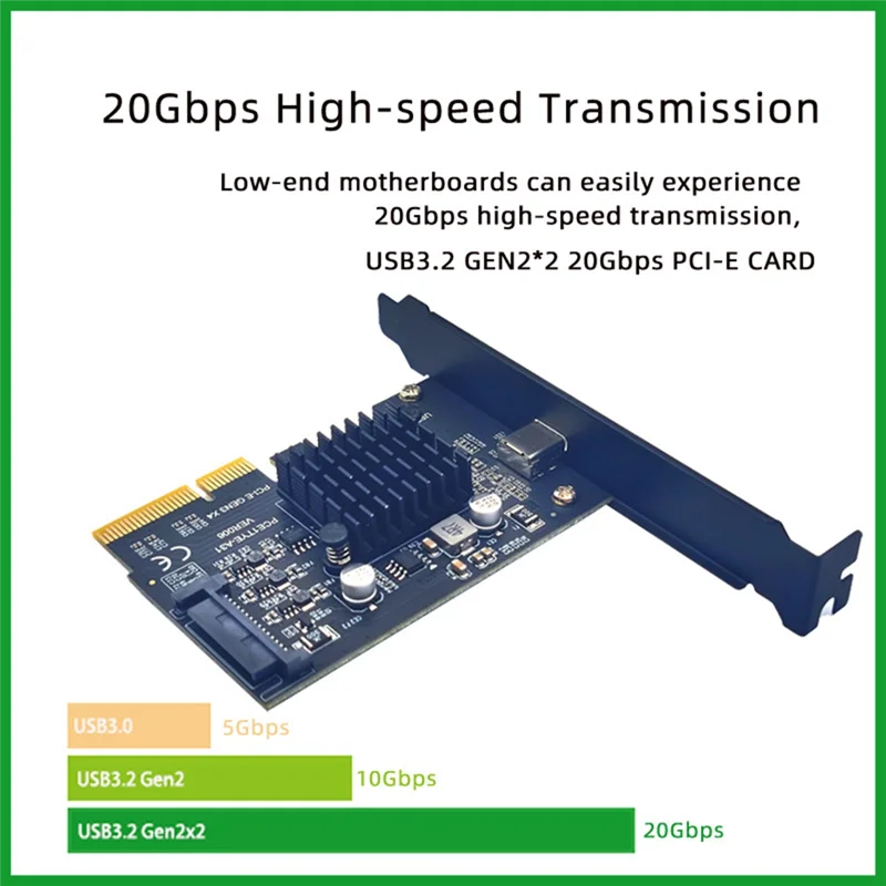 Best PCIe to Type-C PCI Express PCI-E 4X to USB3.2 GEN2X2 20Gbps TYPE-C Expansion Card ASM3242 Adapter