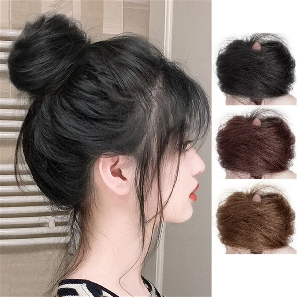 Proste pączki Chignon treski syntetyczne Ombre elastyczne Updo Chignon puszyste roztrzepane gumki do włosów kok dla kobiet