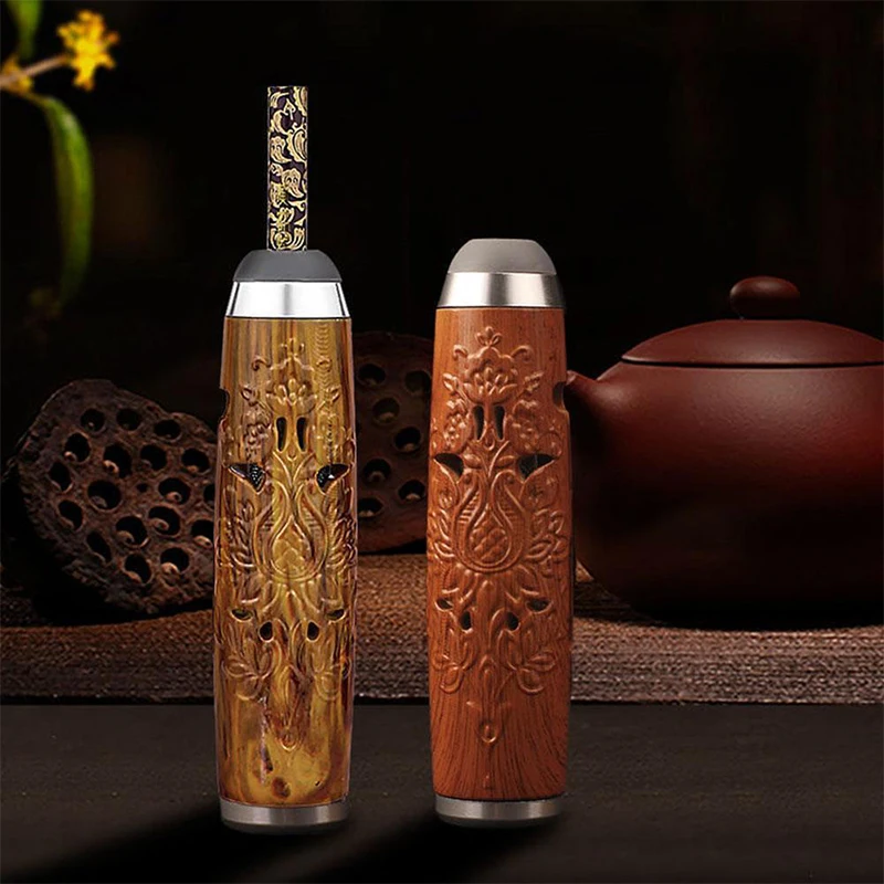 Wood Grain Relief Style Smoking Pipes Fireproof Cigarette Holder Ashtray Portable Cigarette Cup Ash Holder For Driver Smoking