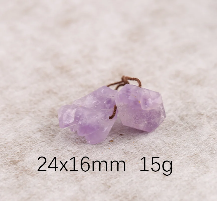 B&F Earring Beads Amethyst—Handmade Natural Jewelry Charm Gift Accessories Semi-precious Stones Jewelry 24x16mm 15g