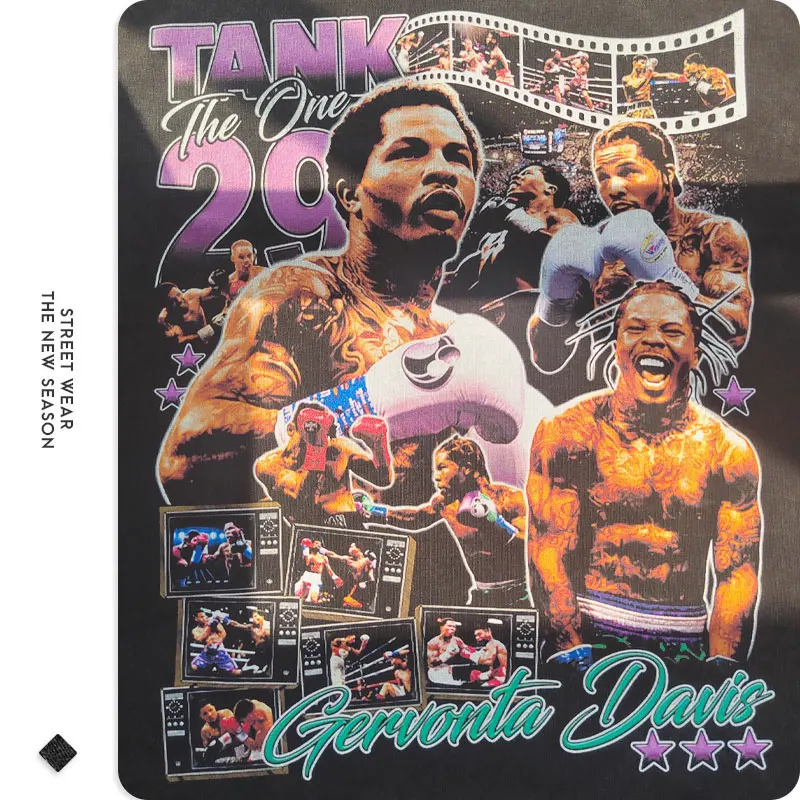 Tank Gervonta Davis  T-shirt Mike Tyson Vintage Washed T Shirt Boxing Champion Short Sleeve DTG Printing Tshirt Tops Tees Men