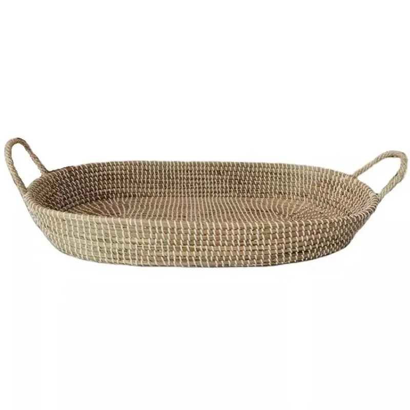 

Handmade baby changing basket Natural organic seagrass cotton mo