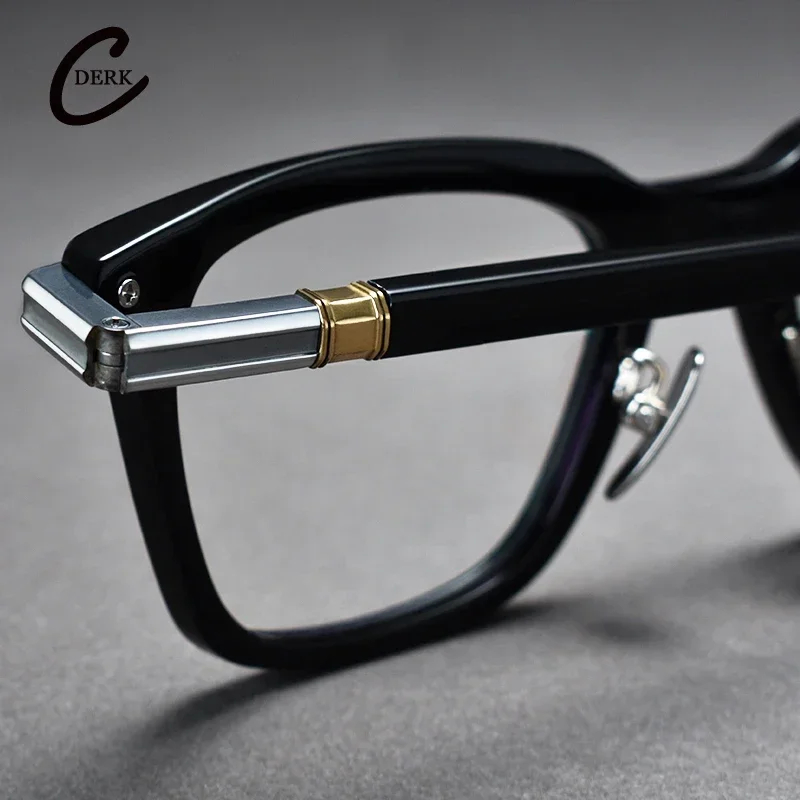 Retro acetate frame men's business big face myopia black square pure titanium without face spring leg anti-blue light