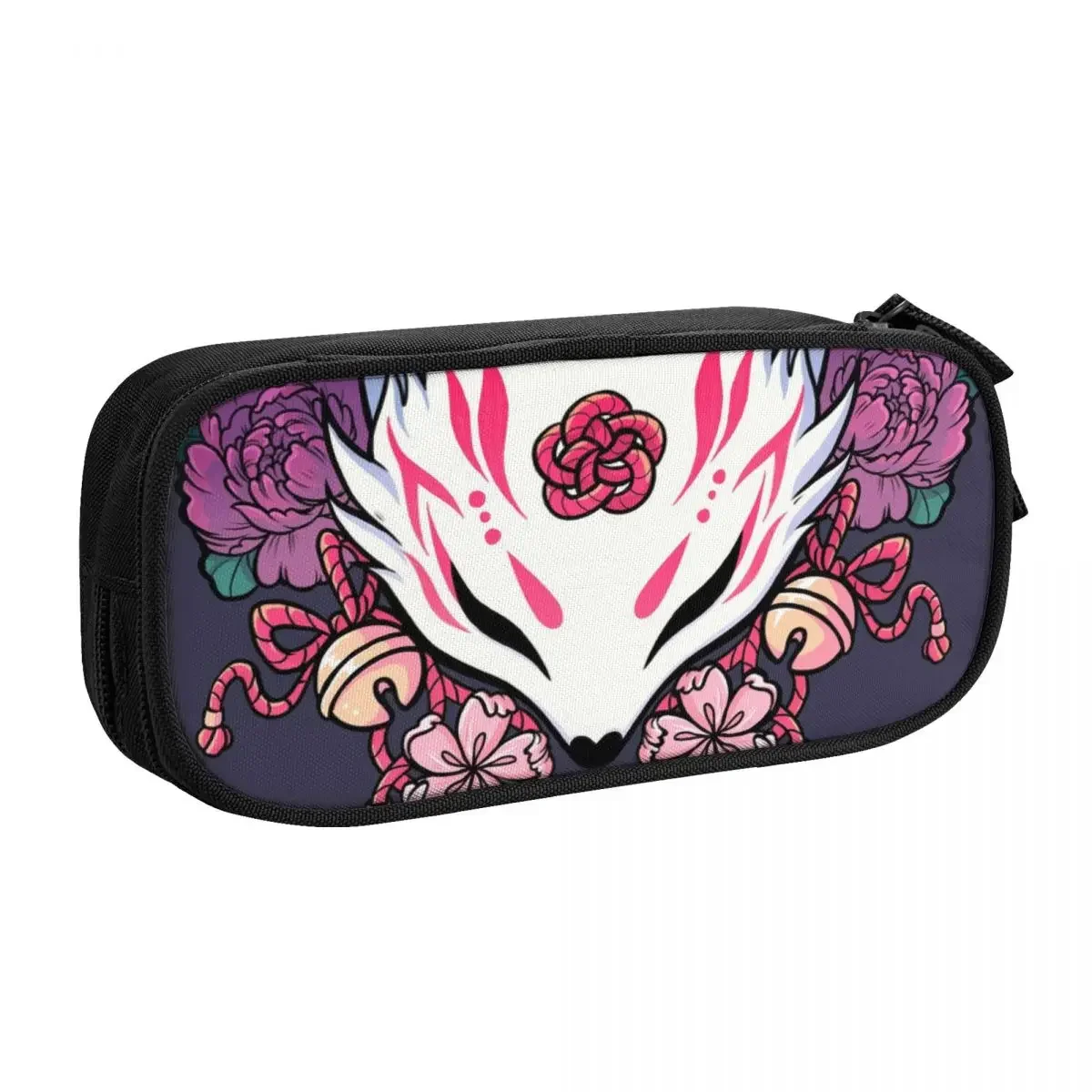 Custom Cute Fox Spirit Kitsune Pencil Cases for Boys Gilrs Japanese Kabuki Large Capacity Pen Box Bag School Supplies