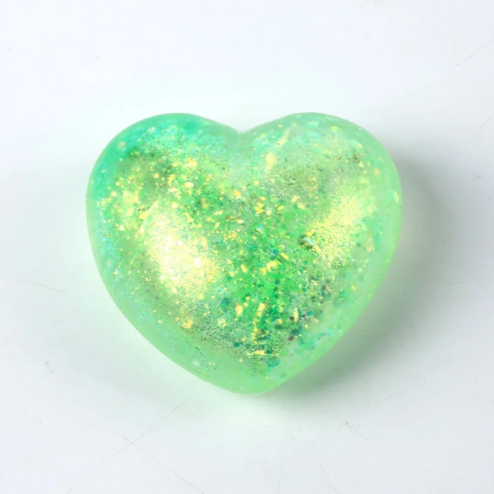 Heart Shape Glitter Squishy Fidget Toy Soft Core TPR Maltose Sensory Toy Cute Slow Rebound Heart Shape Stress Ball Party Favors